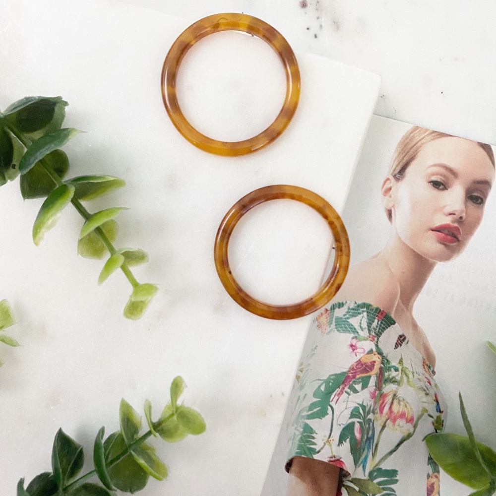 "Kiernan" Earrings || Amber Statement Hoop - Picture 3 of 10